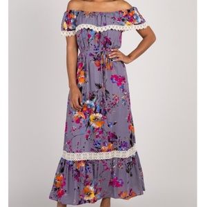 Floral Off Shoulder Maxi Dress Maternity